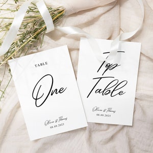 Tarjetas elegantes con números de mesa, números de mesa impresos, tarjetas con números de mesa para bodas, papelería para bodas, decoración de mesas para bodas, seda blanca de 5 x 7