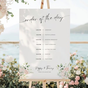 Wedding Order of the Day, Personalised Order of the Day, Order of the day Sign, Wedding Order Of Service, Wedding Timeline Sign, Blush Pink