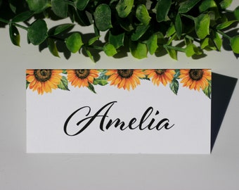 Place Card, Personalised Place Card, Sunflower Place Cards, Wedding Decor, Wedding Table Decorations, Wedding Place Cards, Name Cards, Silk