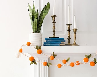 Orange Wool Felt Garland: Clementine Baby Shower Decor