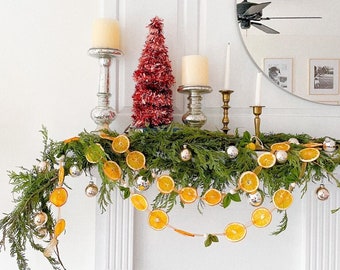 Dried Orange Garland with Felt Leaves: 7&#39; Holiday Decor
