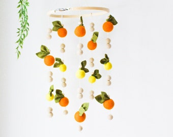 Clementine Baby Mobile: Wool Felt Citrus Nursery Decor