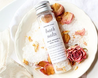 Citrus Rose Bath Salts, Little Cutie Party Favor, Citrus Infused Bath Soak, Relaxing Bath Salts, Hostess Gift, Shower favor, Spa Favor