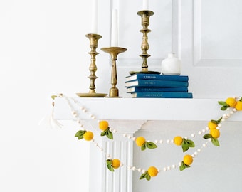 Mini Lemon Wool Felt Garland: Citrus Baby Shower Decor