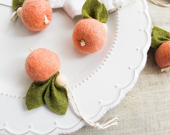 Peach Ornaments (Set of 3): Pink Fruit Decor, Baby Shower Favors