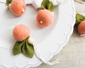 3 Peaches Ornaments | Peach Pink Fruit Ornament | Peach Baby Shower decor | Our Peach Is Turning One | Girl Nursery Decor | Sweet Peach