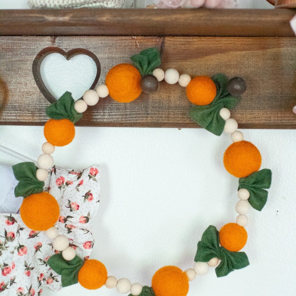 Cutie Oranges Felt Wreath | Orange Felt Nursery Wreath | Clementine Pom Pom Wreath | Orange Cutie Wreath | Hello Cutie | Baby shower Oranges