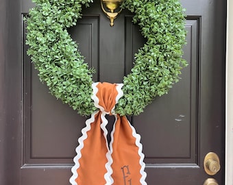Embroidered Gingerbread Wreath Scarf: Sunbrella Outdoor Decor