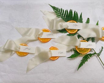 Custom Dried Orange Place Card for Wedding, Shower, Dinner, Party