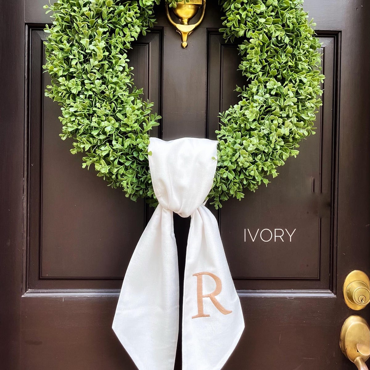 Embroidered Wreath Scarf Monogram