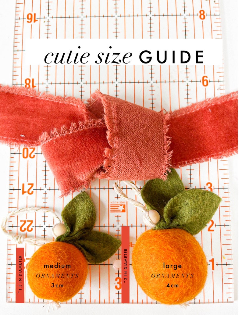 3 Oranges Ornaments Clementine Wool Felt Ornaments Citrus Ornaments