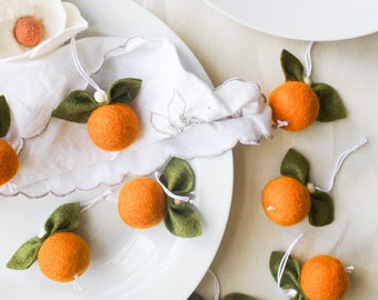 3 Large Wool Felt Clementine Ornaments: Citrus Baby Shower Decor| Sustainable Ornament| Hello Cutie Baby Shower Favor| Shower Favor