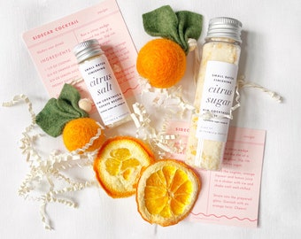 Mini Little cutie party favor, Citrus Sugar, Citrus Salt, Citrus gift set, Orange cocktail rim sugar party favor, main squeeze party favor