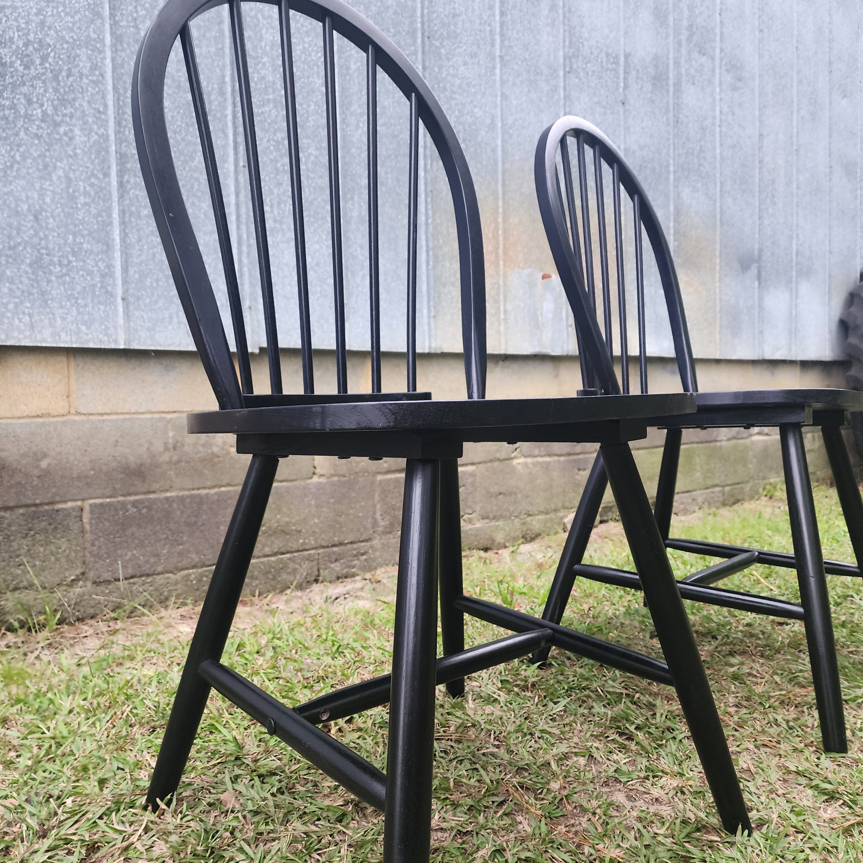 Farmhouse Black Wooden Dining Chairs , Set of 2 Accent Chairs , Kitchen