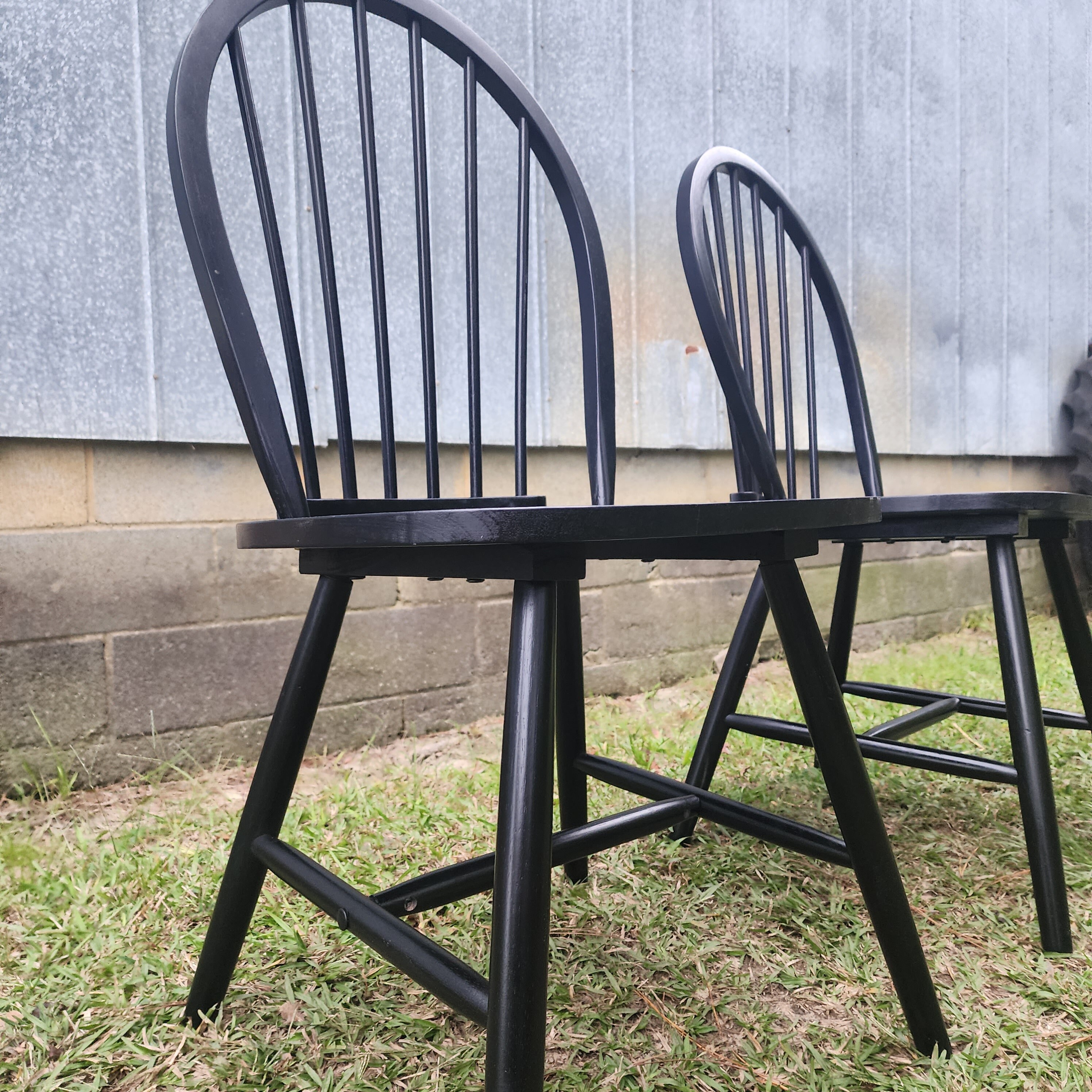 Farmhouse Black Wooden Dining Chairs Set Of 2 Accent Chairs Kitchen