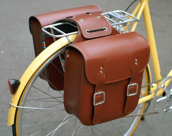 Leather bike panniers hot sale
