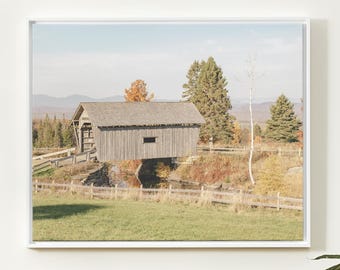 Covered Bridge- Postcard- Notecard- Photography- Fall Photography- Vermont Foliage- Wall Art- Foliage Backdrop