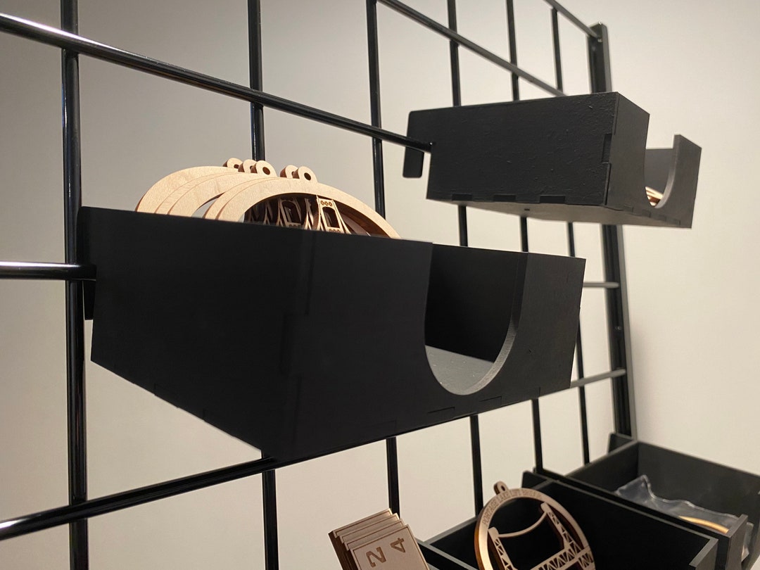 Gridwall Boxes Bins Design File for Laser Cutting 1/8 MDF, Fits 3 on