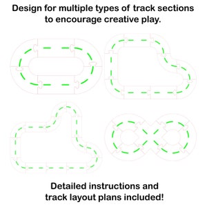 Toy Car Race Track Design File svg for Laser Cutting of Wood, Draftboard, Blackboard, Ready for Glowforge, CNC, Vinyl Cutter