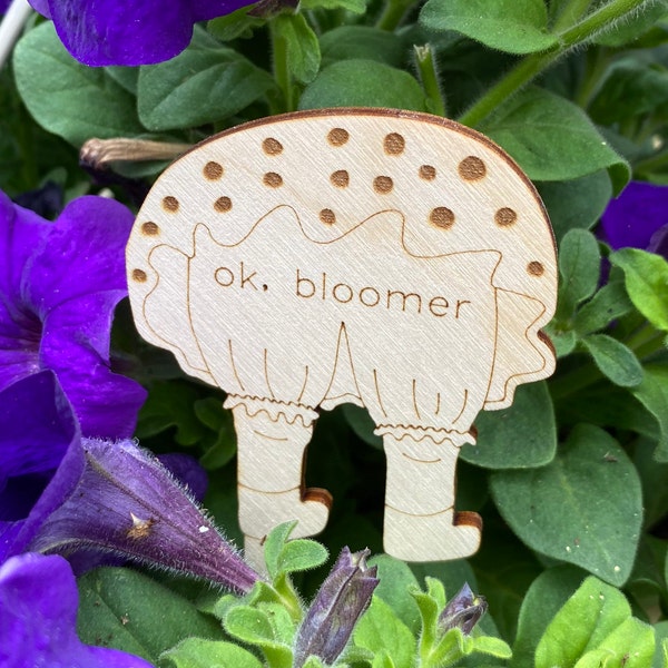 Ok, bloomer - Lady Backside Bending Over Garden Art - Silly Decorative Plant Pick Stake Design File for Laser Cutting, Ready for Glowforge