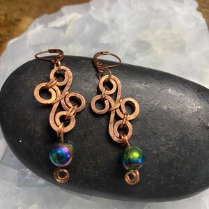 Solid Copper Hand Made Wire Wrap Earrings