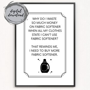 Witty Laundry Poster Fabric Softener A3
