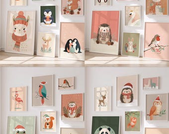 60x Bundle Poster Christmas Animal | Winter Motifs | Decoration for Advent Calendars, Children's Rooms & Christmas Season | Digital Download Wall Art A0