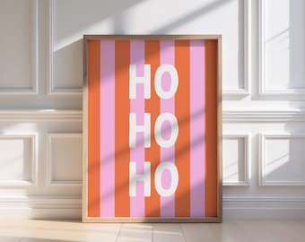 Poster - HO HO HO- Digital Download - Christmas poster - Christmas decoration colorful - Orange Pink Print - Christmas - Poster decoration Christmas