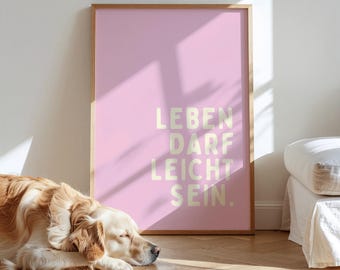 Poster - Life can be easy - Digital download - Dopamine Decor - Quotes - Sayings - Mindfulness - Yellow Pink Print - Interior design