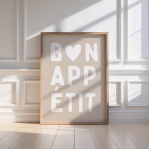 Poster - BON APPÉTIT - Digital Download - Dopamine Decor Kitchen Decor - Beige White - Interior Design - Poster Decor - Gift Idea Decoration
