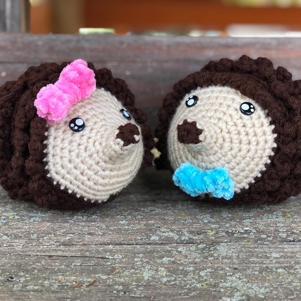 Crochet Pair of Hedgehogs - Amigurumi Stuffed Plushies