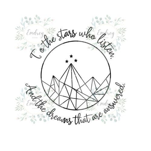 to the stars who listen and the dreams that are answered acotar Sticker  for Sale by lovely-lyrics