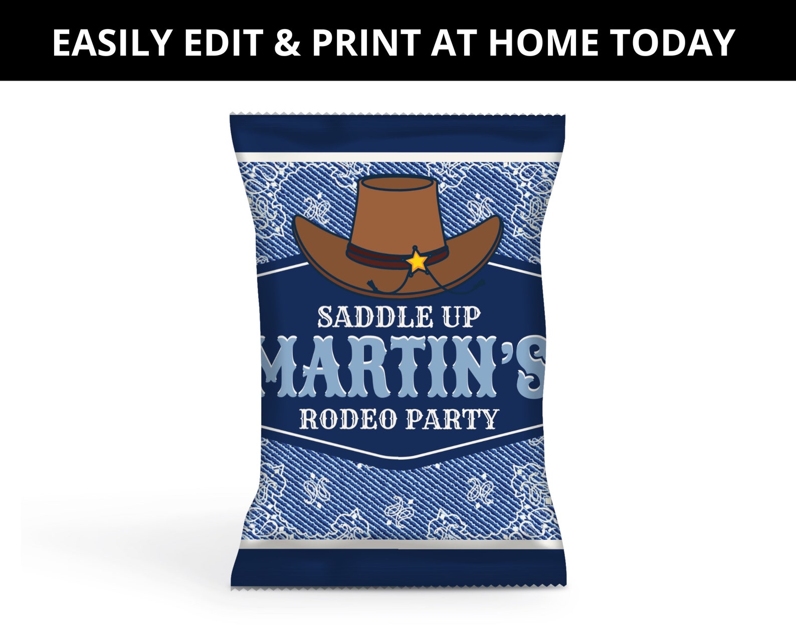 Editable Rodeo Themed Template Bundle Rodeo Birthday Chip - Etsy