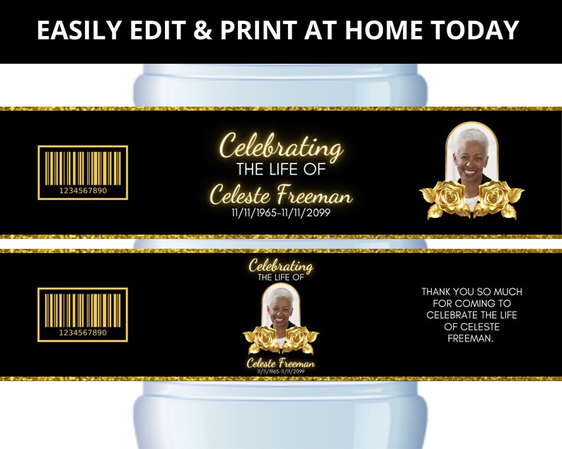 Gold and Black Funeral Template Bundle Gold Funeral Chips Etsy