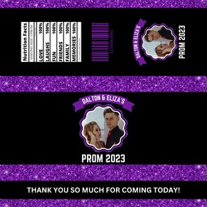 Purple & Black Prom Template Bundle, Prom 2023 Chips, Water Bottle ...