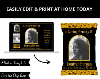 Sparkle Funeral Chip Bag Template in Loving Memory of Favors - Etsy Canada