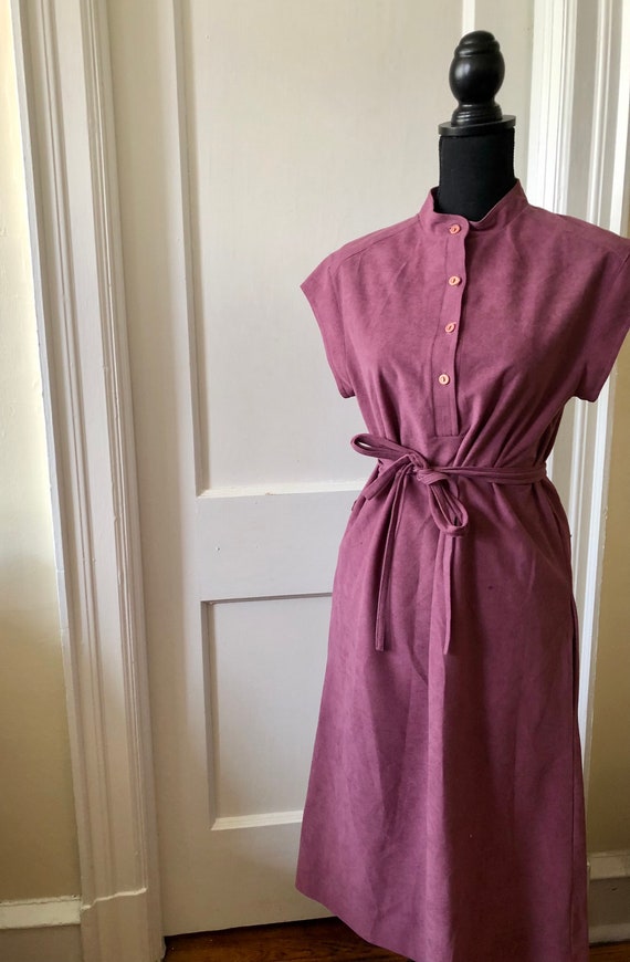 60s/70s Mauve Suede Shirt Dress