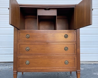 MCM 3 Drawers 3 Cubbies Toll Chest Highboy Vintage Furniture Dresser by Mount Airy Contessa Collection Custom Color Lacquer Paint Available