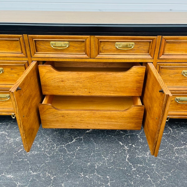 Thomasville 9 Drawer Embassy Vintage Dresser Chinoiserie Style Credenza Buffet Nursery Table Change - Available for Custom Lacquer -