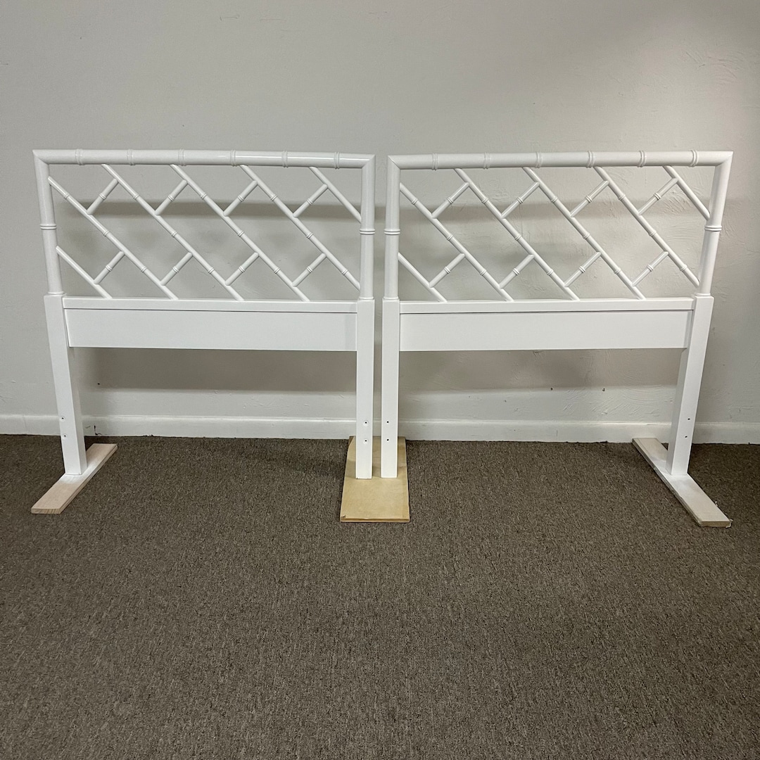 Set of 2 Vintage Twin Headboards Henry Link Chippendale Coastal