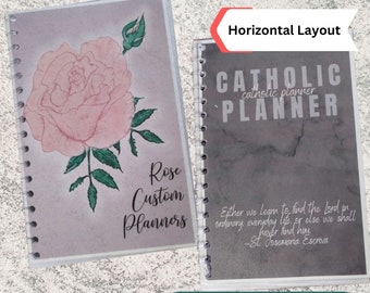 24-25 Custom Catholic Planner Half Size Horizontal, Liturgical Calendar, Catholic Homeschool, Gift for Women, Gift for Men, TLM