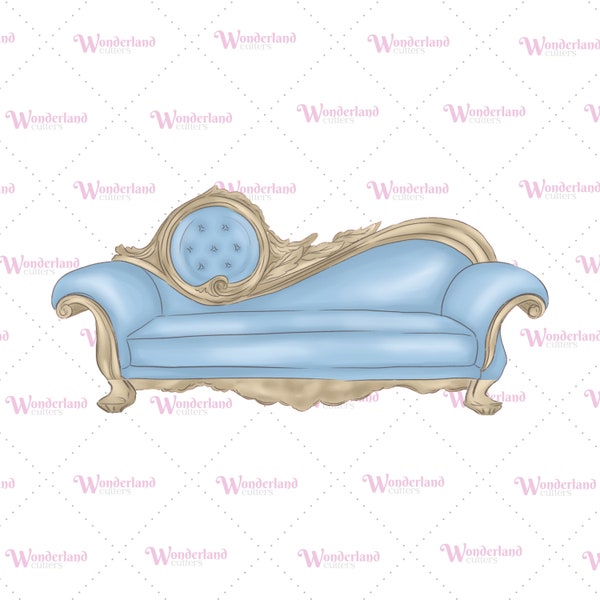 DIGITAL STL – Victorian Sofa Cookie Cutter STL files ·  4 Sizes:  3" | 3.5" | 4" | 4.5" – Includes Image