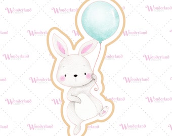 Bunny with Balloon Cookie Cutter with IMAGE