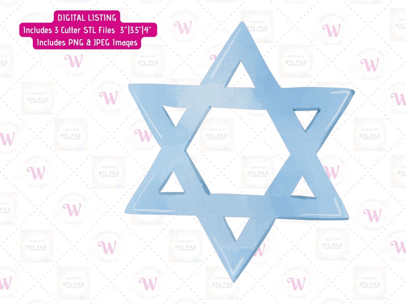 DIGITAL STL Star of David Cookie Cutter STL Files 3 Sizes: 3 3.5 4 Includes Image - Etsy