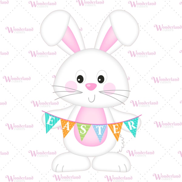 Easter Bunny Bunting Cookie Cutter with IMAGE
