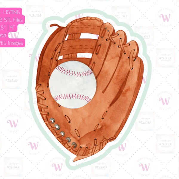 DIGITAL STL - Baseball & Glove Cookie Cutter STL files ·  3 Sizes:  3" | 3.5" | 4" – Includes Image