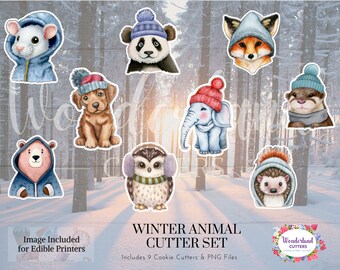 Winter Animal Cookie Cutter Set of 9 Cutters with 9 IMAGES