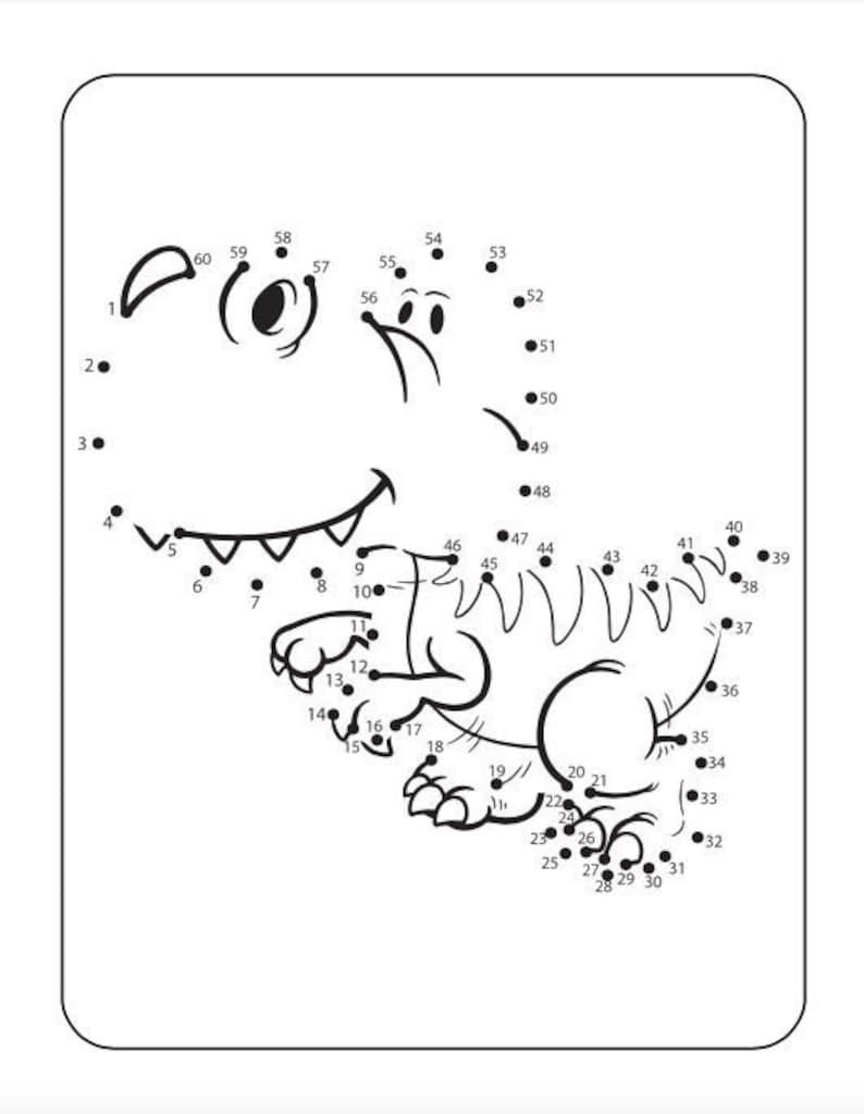 Children's Dinosaur Dot to Dot, Coloring Pages Etsy