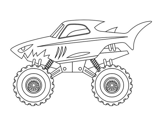 Children s Monster Truck Coloring Pages Etsy Australia