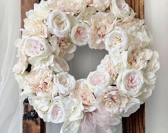 Ghirlanda decorativa ottimizzata 60,96 cm - Ghirlanda stagionale - Con peonie e ortensie - Decorazione per la porta di casa per tutto l'anno